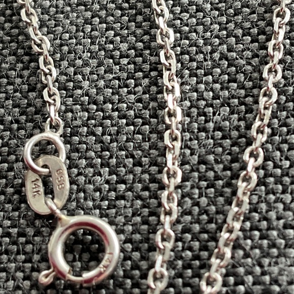 3 Diamonds Cubic Zirconia on 14kt White Gold Necklace - Picture 7 of 8